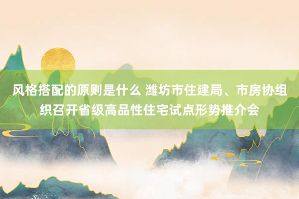 风格搭配的原则是什么 潍坊市住建局、市房协组织召开省级高品性住宅试点形势推介会