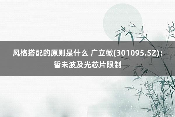 风格搭配的原则是什么 广立微(301095.SZ)：暂未波及光芯片限制