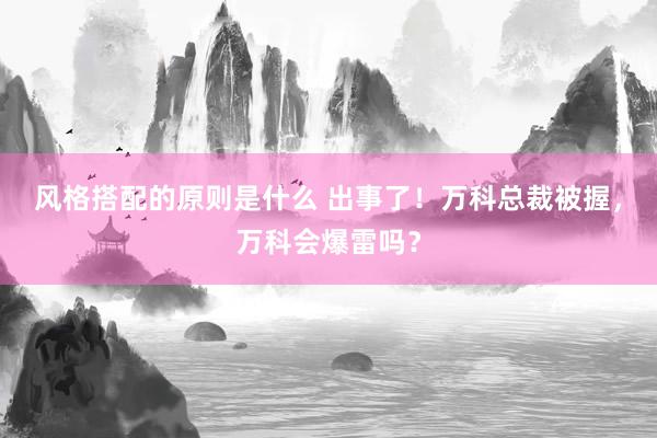 风格搭配的原则是什么 出事了！万科总裁被握，万科会爆雷吗？