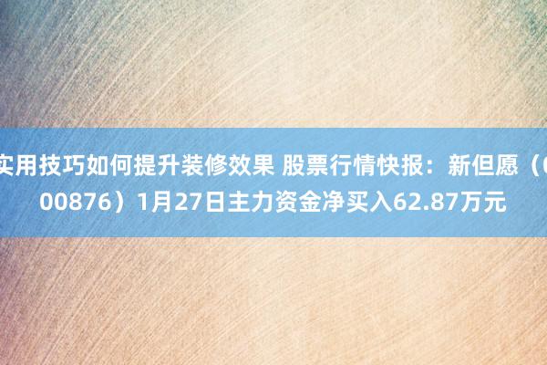 实用技巧如何提升装修效果 股票行情快报：新但愿（000876）1月27日主力资金净买入62.87万元