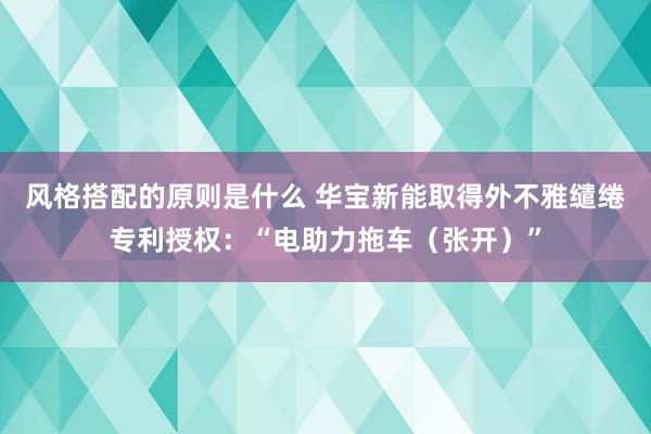 风格搭配的原则是什么 华宝新能取得外不雅缱绻专利授权：“电助力拖车（张开）”