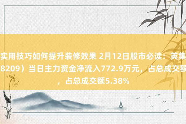 实用技巧如何提升装修效果 2月12日股市必读：英集芯（688209）当日主力资金净流入772.9万元，占总成交额5.38%