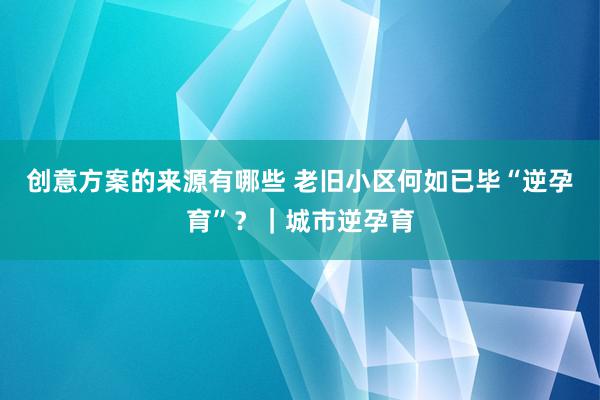 创意方案的来源有哪些 老旧小区何如已毕“逆孕育”？｜城市逆孕育