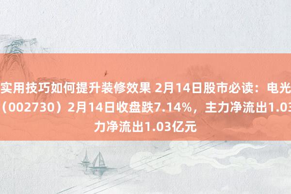 实用技巧如何提升装修效果 2月14日股市必读：电光科技（002730）2月14日收盘跌7.14%，主力净流出1.03亿元