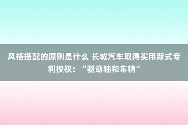 风格搭配的原则是什么 长城汽车取得实用新式专利授权：“驱动轴和车辆”