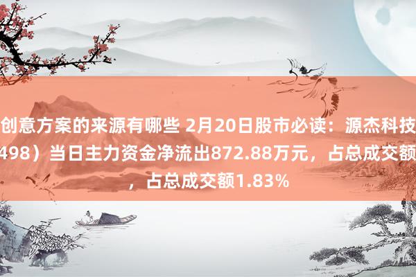 创意方案的来源有哪些 2月20日股市必读：源杰科技（688498）当日主力资金净流出872.88万元，占总成交额1.83%