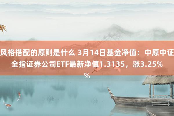 风格搭配的原则是什么 3月14日基金净值：中原中证全指证券公司ETF最新净值1.3135，涨3.25%