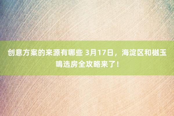 创意方案的来源有哪些 3月17日，海淀区和樾玉鳴选房全攻略来了！